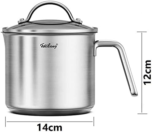 Hotoolme Milk Pan with Pouring Lip Milk Pan with Lid Non Stick Milk Pot Stainless Steel Milk Saucepan 1.5L for Kitchen Cooking
