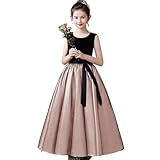 [JETSO 4U] 子供 ドレス ピアノ 発表会 ドレス 110-170cm キッズ 女の子 演奏会 結婚式 ドレス リボン 上品 豪華 フォーマル エレガント ロング ドレス 子ども ドレス ジュニア ドレス (長- 3ピンク-160)