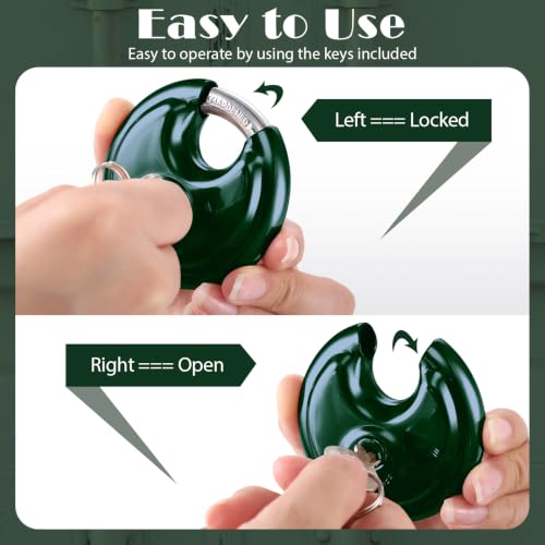 Image of Chumia 16 Pack Padlocks Keyed Alike, Stainless Steel 2-3 /4 inch Wide, 3 /8 inch Shackle Disc Locks for Outdoor, Storage Units, Garages, Gym Lockers(Dark Green)
