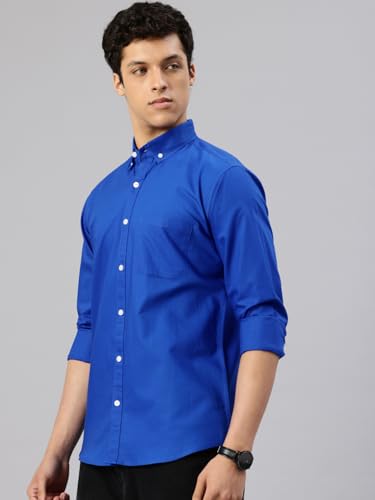 Image of Majestic Man Men's Solid Pure Cotton Casual Shirt - Slim Fit | Full Sleeves | Soft & Breathable Fabric