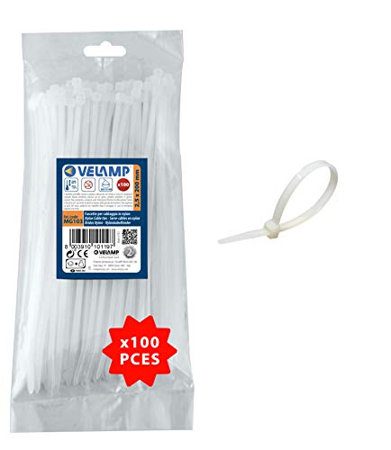 Velamp Fascette stringicavo - Colore bianco - 2,5 x 200mm - Confezione 100pz - Ideali per cablaggi elettrici