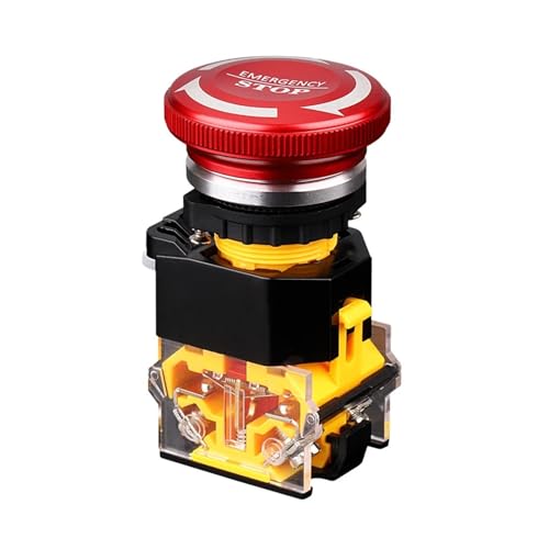 AXPTI 8A Interruptor de Botão 40MM Parada Urgente Botão Cogumelo Óxido Vermelho (Cor: 1NO1NC)