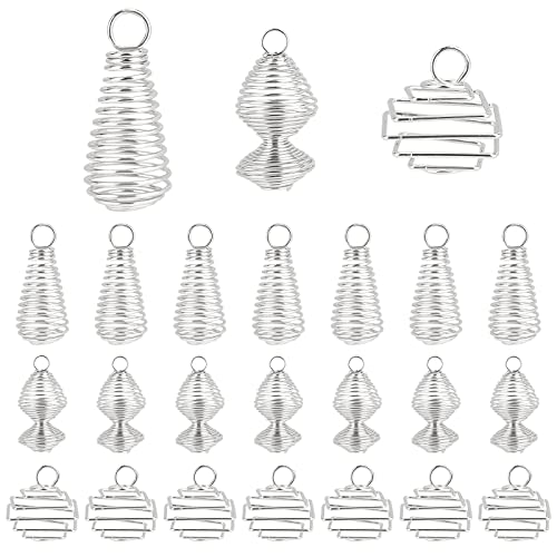 PH PandaHall 60pcs 3 Styles Spiral Bead Cage Pendants