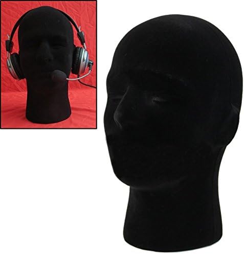 LIAMTU Male Wigs Display Mannequin Head Stand Model HTC Vive VR Headsets Mount Styrofoam Foam Black