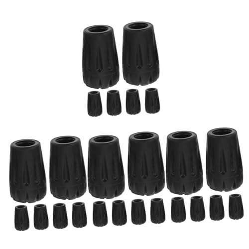 FRCOLOR 4sets Trekking Pole Tip Set Walking Sticks Walking Accessories Trekking Pole Tip Cover Walking Stick Ferrules Walking Stick Replacement Tip Climbing Cane Foot Cover Black 6pcs*4