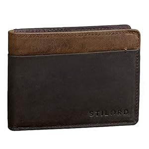 STILORD ‘Sterling’ RFID portemonnee heren lederen portemonnee mannen portemonnee vintage portemonnee met NFC uitleesbescherming in geschenkdoos tweekleurig, Donker – bruin, m, portemonnee voor kleingeld