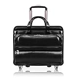 McKleinUSA FRANKLIN 86445 Black Leather 17 Detachable Wheeled Laptop Case US PATENT # 6,595,334