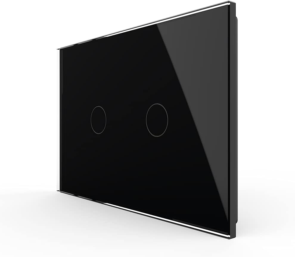 LIVOLO Touch Electrical Light Switch Luxury Tempered Glass Panel Lamp Switch with Led Indicator,No Neutral Required,2 Circles 1 Way,Black