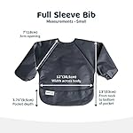 Tiny Twinkle Mess Proof Baby Bib |2 Pack Waterproof Smock Bib for Eating, Machine Washable Full Sleeve with Pocket (Sage Charcoal, Small 6-24 Months) - Image 2