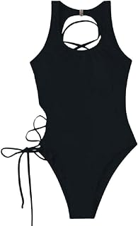 Roupa de banho feminina com cadarço maiô de peça única sexy com recorte biquínis vazados para férias surfe-praia maiô feminino vazado maiô feminino com cadarço maiô nuas