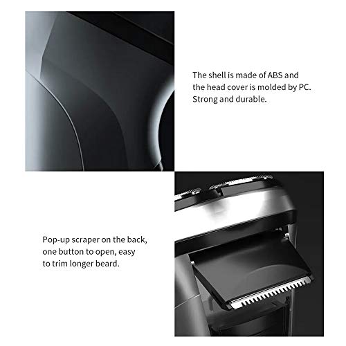 KKMOON Barbeador Elétrico Rotativo com Aparador de Pêlos Pop-up Navalha Wet & Dry para Homens