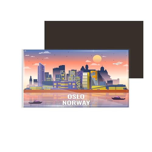 dhcrafts Fridge Magnet Rectangle Acrylic Glass (8.6 x 5.4 cm) Multicolor Norway Oslo Design Pack of 1