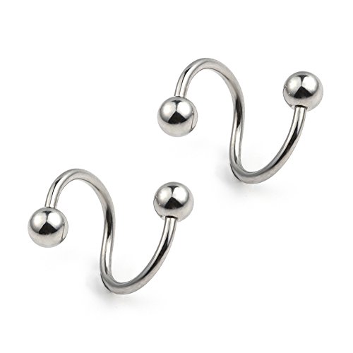 Ruifan 16G Stainless Steel Twist Ear Plug Earring Spiral Helix Stud Lip Ring Body Piercing Jewelry 8mm 10mm2