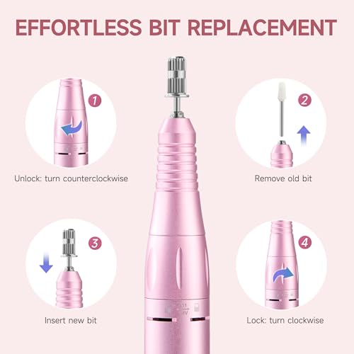 image for HQMPHQ Professional Nail Drill Electric File 45000RPM, Portable Rechar