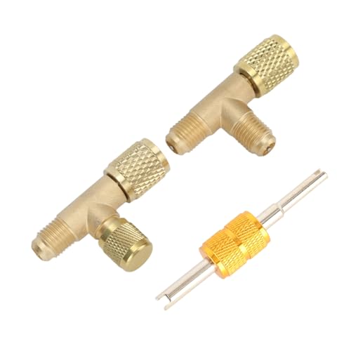 Image of Brass Tee Adapter, Leakproof Wearproof 1 /4in Valves Core Tee Adapter for R22 R12 R134 Refrigerant