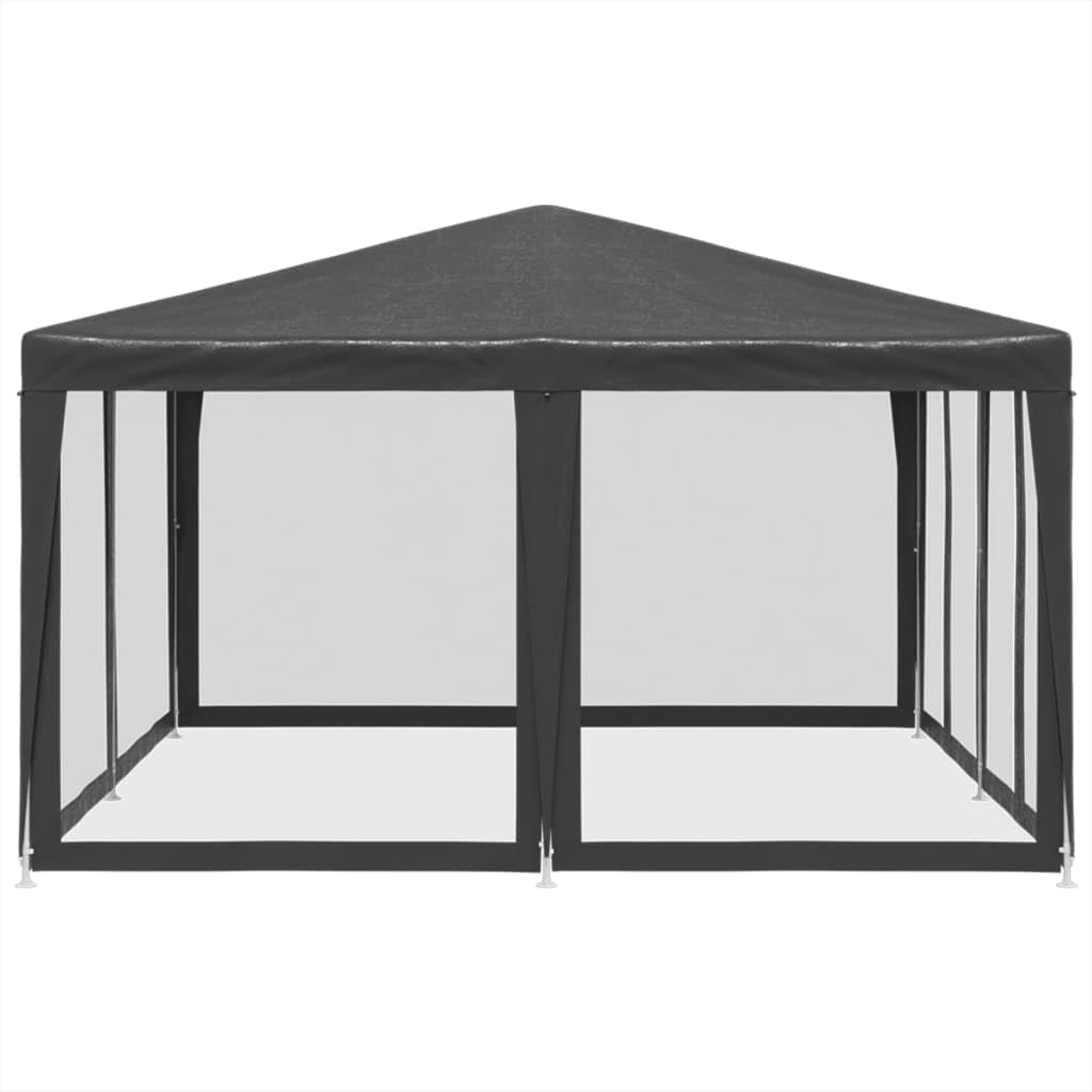 Tente de fête avec 8 panneaux latéraux en maille - Anthracite - 4 x 4 m - Avec structure en fer solide - Grande tonnelle pour jardin, mariage, célébrations, événements - 400 x 400 x 268 cm