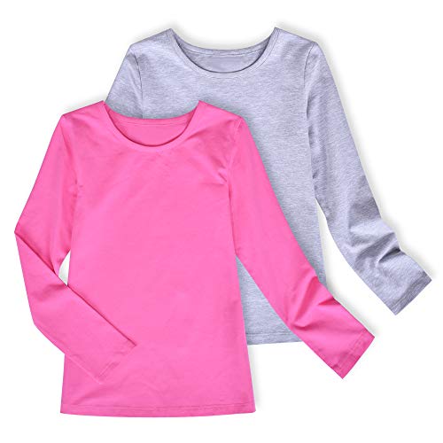 2 Packs Chicas Parte Superior Camiseta Manga Larga Gris Rosa Uniforme Escolar 9-10 años