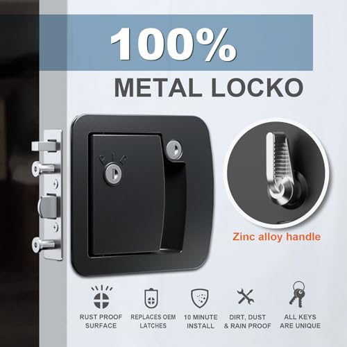 Image of All-Metal RV Door Lock Replacement,Class C RV Lock Fits 3.5 inch x 4.5 inch | Heavy Duty Construction, Motorhome Door Lock Replacement, Smooth Locking Operation, Easy Installation