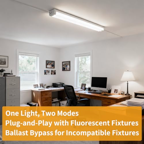 Image of 12-Pack Fluorescent Light Bulbs Replacement 4FT, T8 LED Bulbs 4 Foot Type A+B, 24W (65W Equivalent) 3200LM, 4100K Cool White, 48 Inch Tube, F32T8 or F40T12 LED Replacement, Non-Dimmable