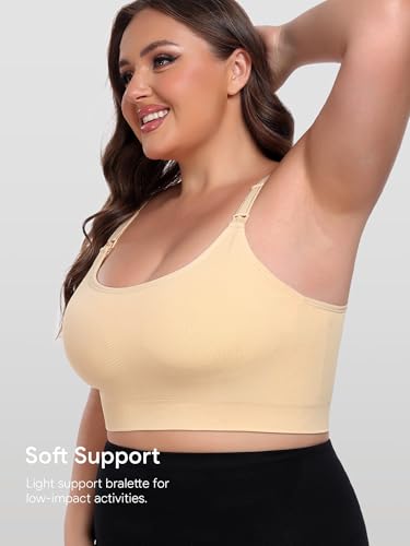 Image of Angelhood Women's Non-Padded Minimizer Sports Nursing Bras Wirefree Full Coverage Large Bust Light Support Sport