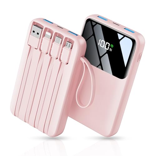 HELLEE Power Bank, 15000mAh Portable Charger with Built in Cable, 22.5W Fast Charging, 6 Outputs...