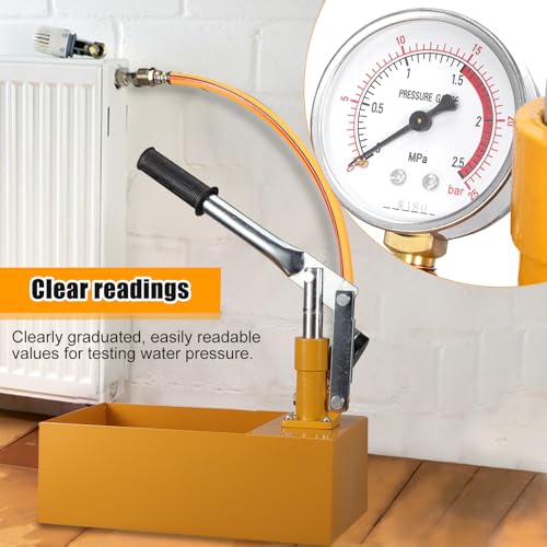 WiMas Handdruckpumpe 25 kg Prüfpumpe Füllpumpe mit 6 Liter Fassungsvermögen 1/2 Zoll für Heizungswasserleitung Solar