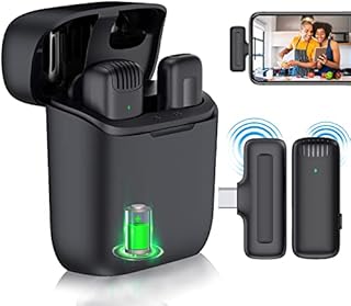 Wireless Lavalier Microphone for Type-C Android with Charging Case Mini Lapel Mic for Video Recording Plug &Play Cordless Recording Mic YouTube Facebook TikTok Live Stream Vlog NO APP Bluetooth Needed