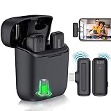 Drahtloses Lavalier Mikrofon für Typ-C Android mit Ladehülle Mini Revers Funkmikrofon für Plug & Play schnurlose Aufnahme Mikrofon YouTube Facebook TikTok Live Stream Vlog Keine App Bluetooth