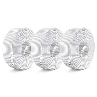 Maximm CAT6 Ethernet Cable - 50 Ft - 3 Pack - LAN - UTP - CAT 6 - RJ45 - Network, Patch, Internet Cable 50 feet White