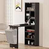 Belandi Foldable Manicure Table with Side Shelve, Expandable Nail Tech Table with Storage Fabric Bag, Wall Mount Nail Station Acetone Resistant Home Office Beauty Salon Workstation, Black