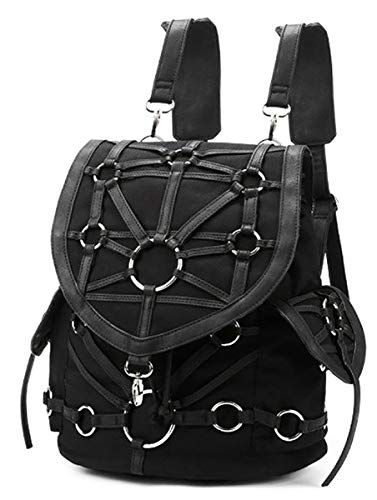 Restyle Gothic Black O-Ring Harness Denim Fashion Backpack4
