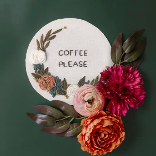 Image of Leisure Arts Embroidery Kit 6 inch Coffee Please - cross stitch kits for beginners - embroidery kit for beginners - embroidery kits for adults - embroidery kits for adults