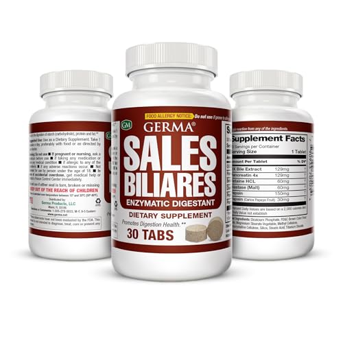 Germa Bile Salts Natural Dietary Supplement for Liver Support / Sales Biliares Suplemento Dietetico Natural Ayuda Higado 30 Tabs
