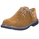 Steigenhöfer Bavarian Mens Shoes - Florian - Suede - Optimal Fit and Traditional Design - Genuine Leather Men's Boots for Lederhosen and Oktoberfest - Light Brown - 9