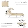 tectake® Set 2X Lettino Pieghevole, Lettini Prendisole Pieghevoli Sdraio con Parasole, Schienale Regolabile 4 Posizioni, Rivestimento Resistente, Giardino Spiaggia Lettini Prendisole Mare - Beige