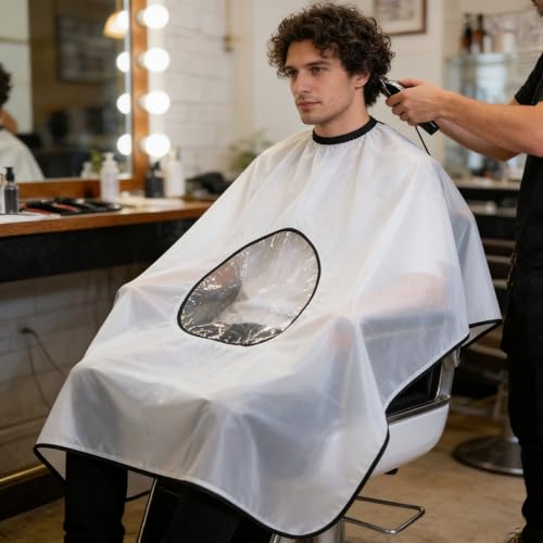 Capa de barbero profesional impermeable blanca con ventana miniatura 6
