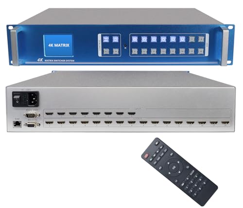 ICUIXIAN 4K HDMI Matrix 8x16 4K30Hz Professional Rack 8x16 HDMI Matrix Switch Splitter Support Web GUI?HDMI2.0?HDCP?EDID?TCP?RS232 Control?Backlit keying LAN Port ?8 Input 16 Output Matrix?
