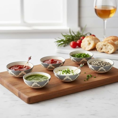 Image of Ceramic Rice Party Bowls Dinnerware Gift Set for Cereal Soup Dessert Snack Fruit Salsa Ice Cream for, Dining Tables, Cafes, Small Restaurants, and Serving Counters Bowl (Grey, Set of 4)