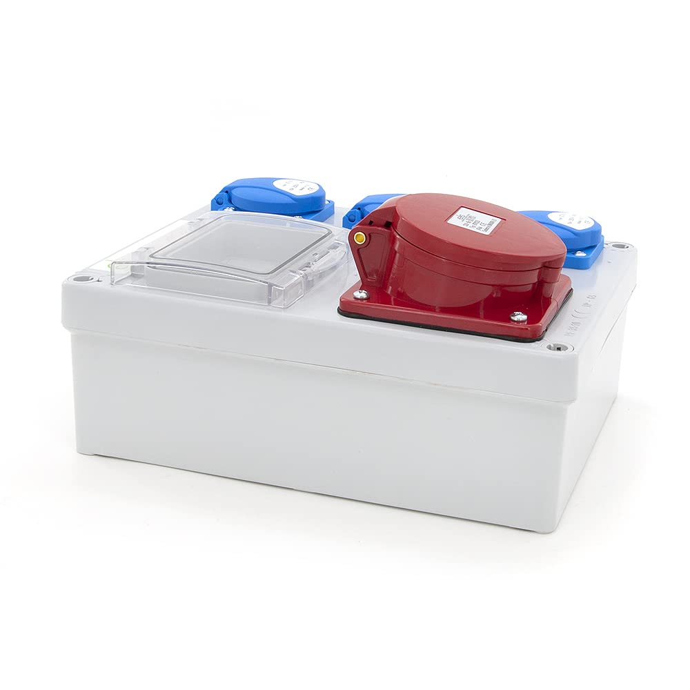 ELS Elektrotechnika Distributore di corrente da parete, vuoto, 3 x 230 V e 1 x CEE 32 A per retrofit con dispositivi modulari, cablaggio, per interni ed esterni