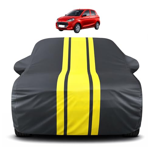 Image of Auto Hub Car Cover Compatible with Maruti Alto (Model : 2024-Till Date) with Mirror Pocket, Soft Cotton Lining, Alto Car Cover Waterproof - Yellow-Black