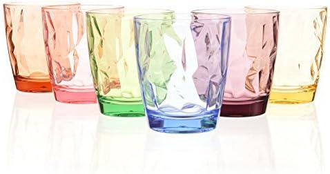 YINJOYI 390ml Colored Plastic Cups Tumblers Drinking Glasses for Kids 6 Sets Reusable