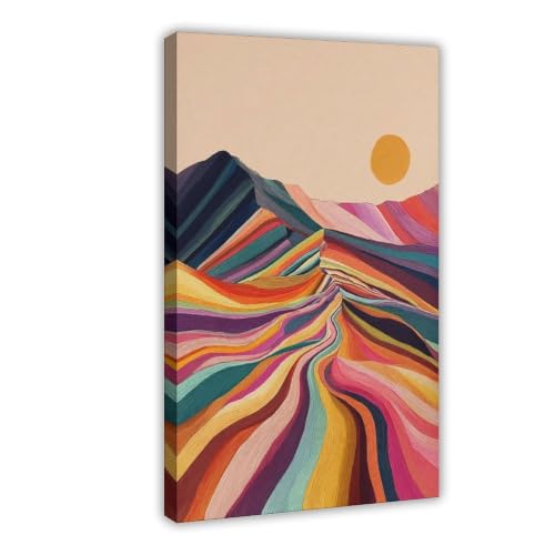 Impression sur toile abstraite colorée montagne salon et chambre 50x75