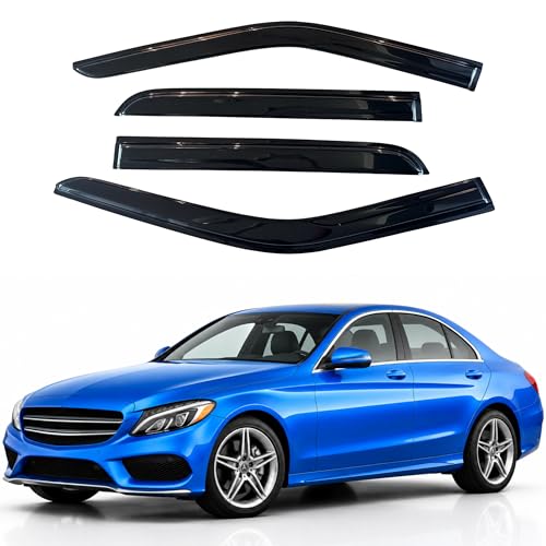Image of IG Window Visors Fit for 2015-2021 Mercedes-Benz C-Class Sedan, Out-Channel Rain Guards Vent Wind Deflectors 4PC, Car Accessories for 2015-2021 Mercedes Benz C300 C400 C43 C63