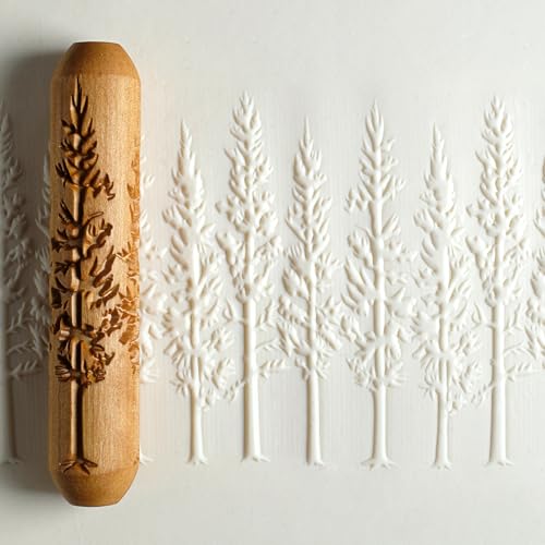 MKM Pottery Tools Wood Big Hand Rollers for Clay (BHR-166 Mountain Forest)
