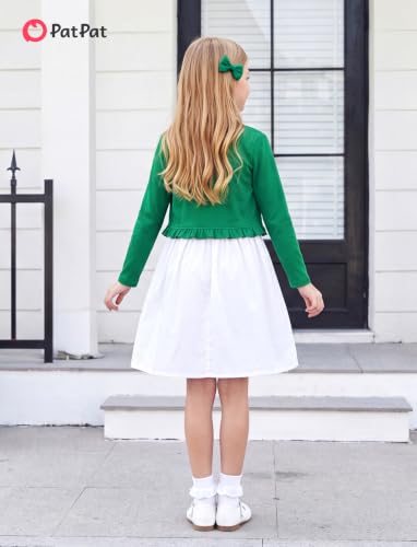 Image of PATPAT Girls Cardigan Bolero Size 4-12 Years Kids Knit Long Sleeve Ruffle Open Front Button Cover Up Cropped Tops for Girls