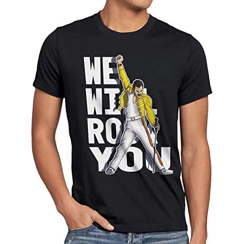 style3 Rock You Camiseta para Hombre T-Shirt Freddie Live Festival You, Talla:XL, Color:Negro