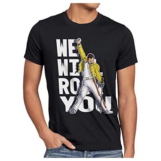 style3 Rock You Camiseta para Hombre T-Shirt Freddie Live Festival You, Talla:XL, Color:Negro