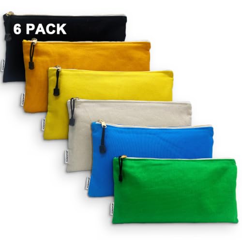 Canvas Tool Bag Zipper Pouch, 6 Pack 12.5 x 7-Inch