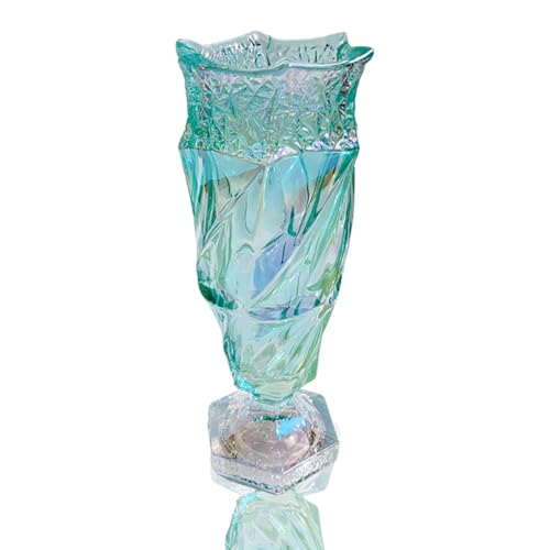 Eastern Rock Glass Flower vase 2.4lb 9.5inch,Bohemian Style, for Centerpieces,Wedding,Home Decor Glass Vase (Sparkling Green)