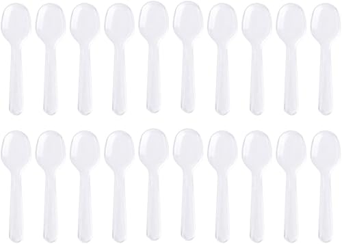 200 cucharas de plástico transparente desechables para helado, pasteles, pudín, yogur, aperitivo (2.95 pulgadas)